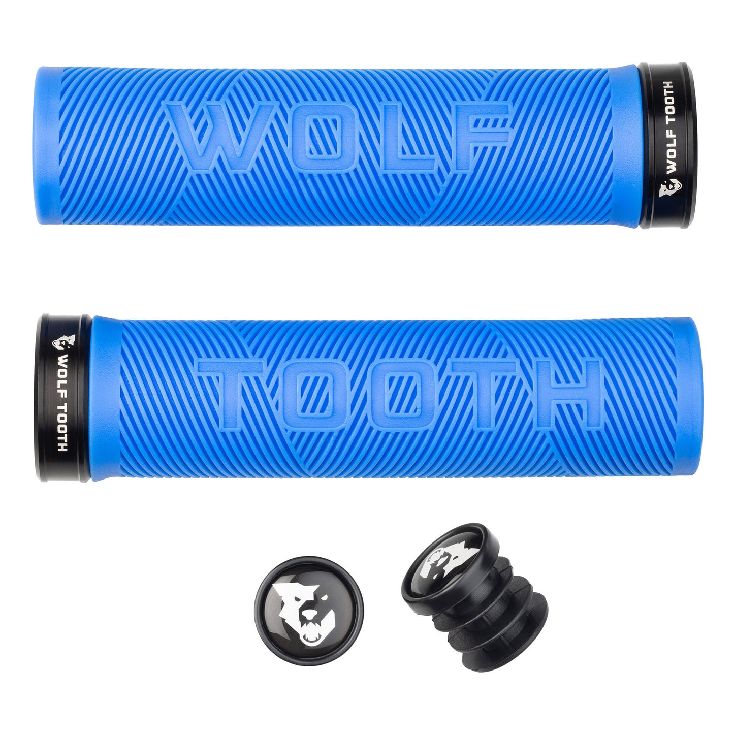 Wolf Tooth Components Echo Lock-On Grip Set Blue/Black