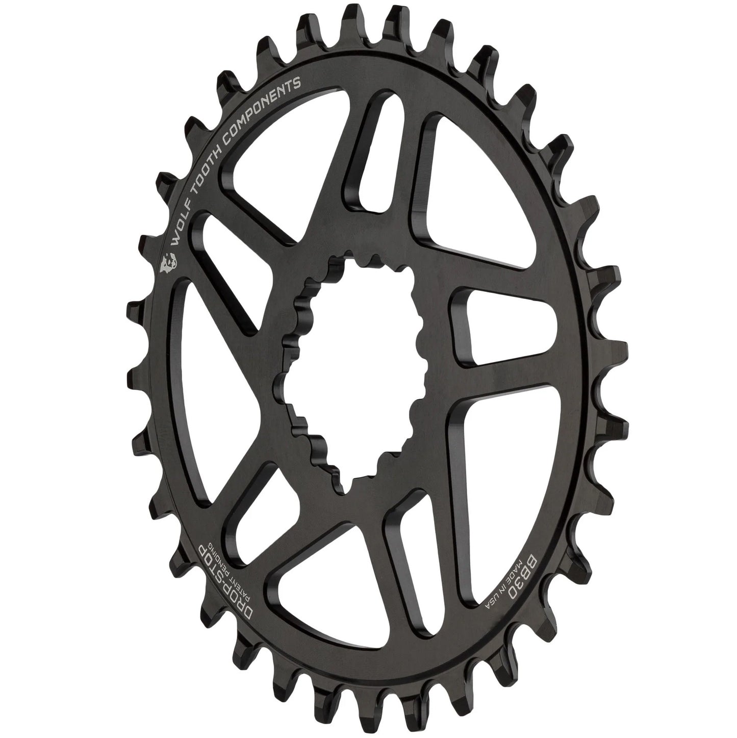 Wolf Tooth Direct Mount Chainring - 34t SRAM Direct Mount For SRAM 3-Bolt Boost Requires 12-Speed Hyperglide+ Chain BLK