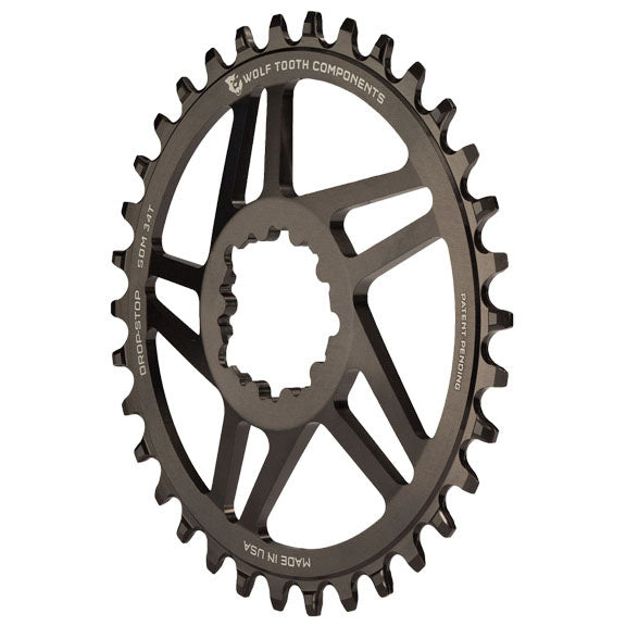 Wolf Tooth Direct Mount Chainring - 28t SRAM Direct Mount Drop-Stop A For SRAM 3-Bolt Cranksets 6mm Offset BLK