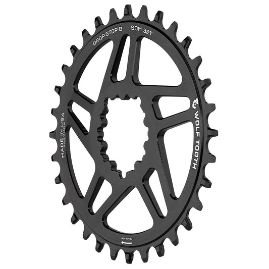 Wolf Tooth Direct Mount Chainring - 34t SRAM Direct Mount Drop-Stop B For BB30 Short Spindle Cranksets 0mm Offset BLK