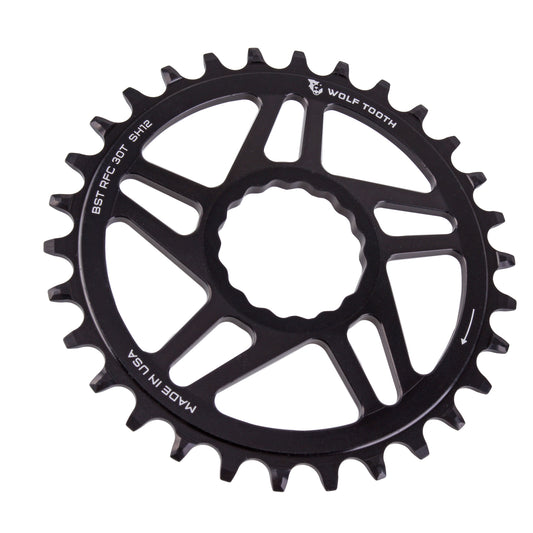 Wolf Tooth Direct Mount Chainring - 30t RaceFace/Easton CINCH Direct Mount Boost 3mm Offset Requires 12-Speed Hyperglide+ Chain BLK