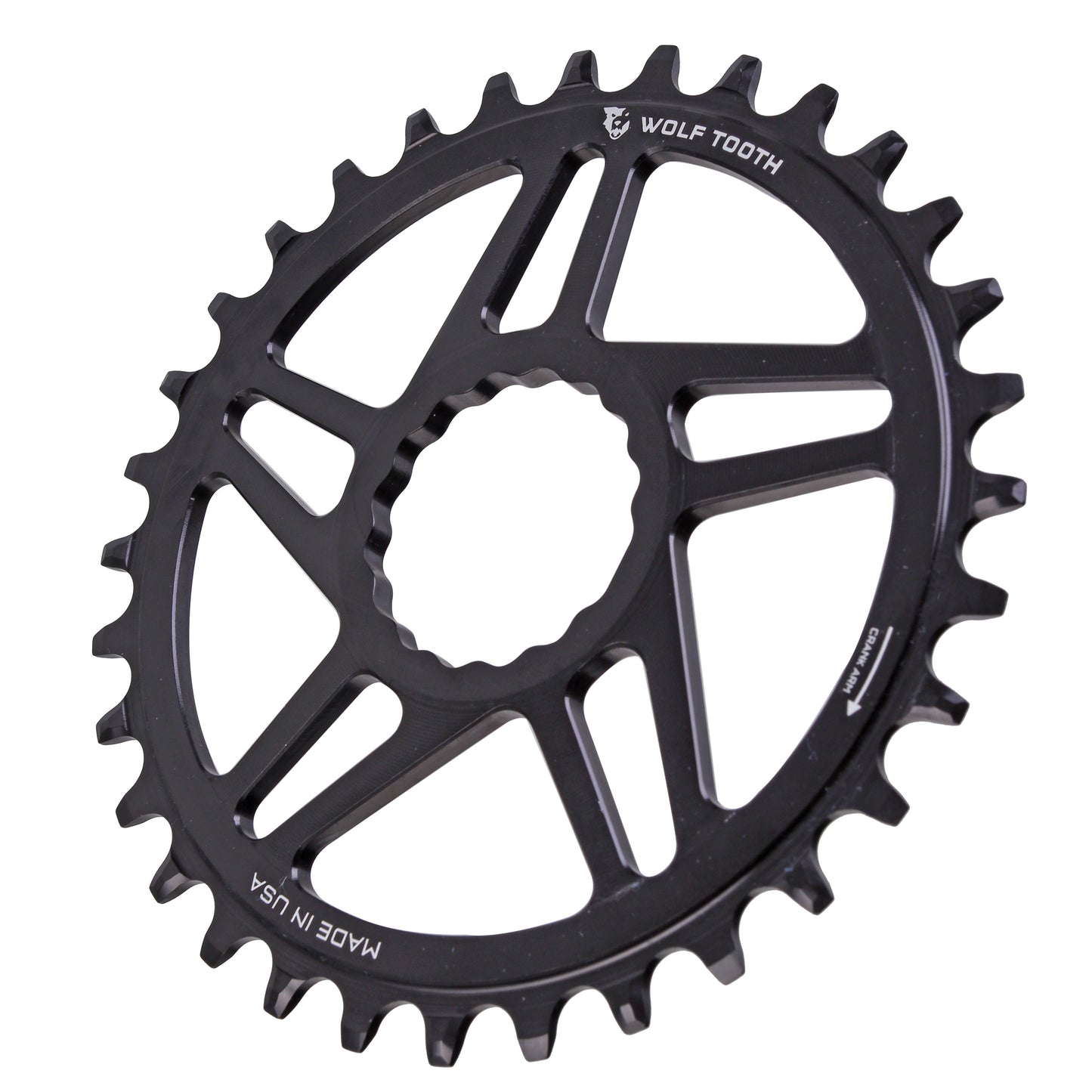 Wolf Tooth Direct Mount Chainring - 34t RaceFace/Easton CINCH Direct Mount Boost 3mm Offset Requires 12-Speed Hyperglide+ Chain BLK