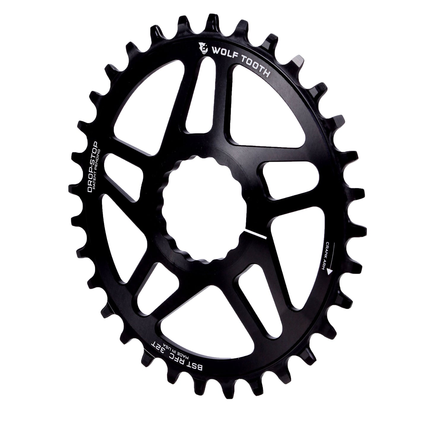 Wolf Tooth Elliptical Direct Mount Chainring - 32t RaceFace/Easton CINCH Direct Mount Drop-Stop A For Boost Cranks 3mm Offset BLK