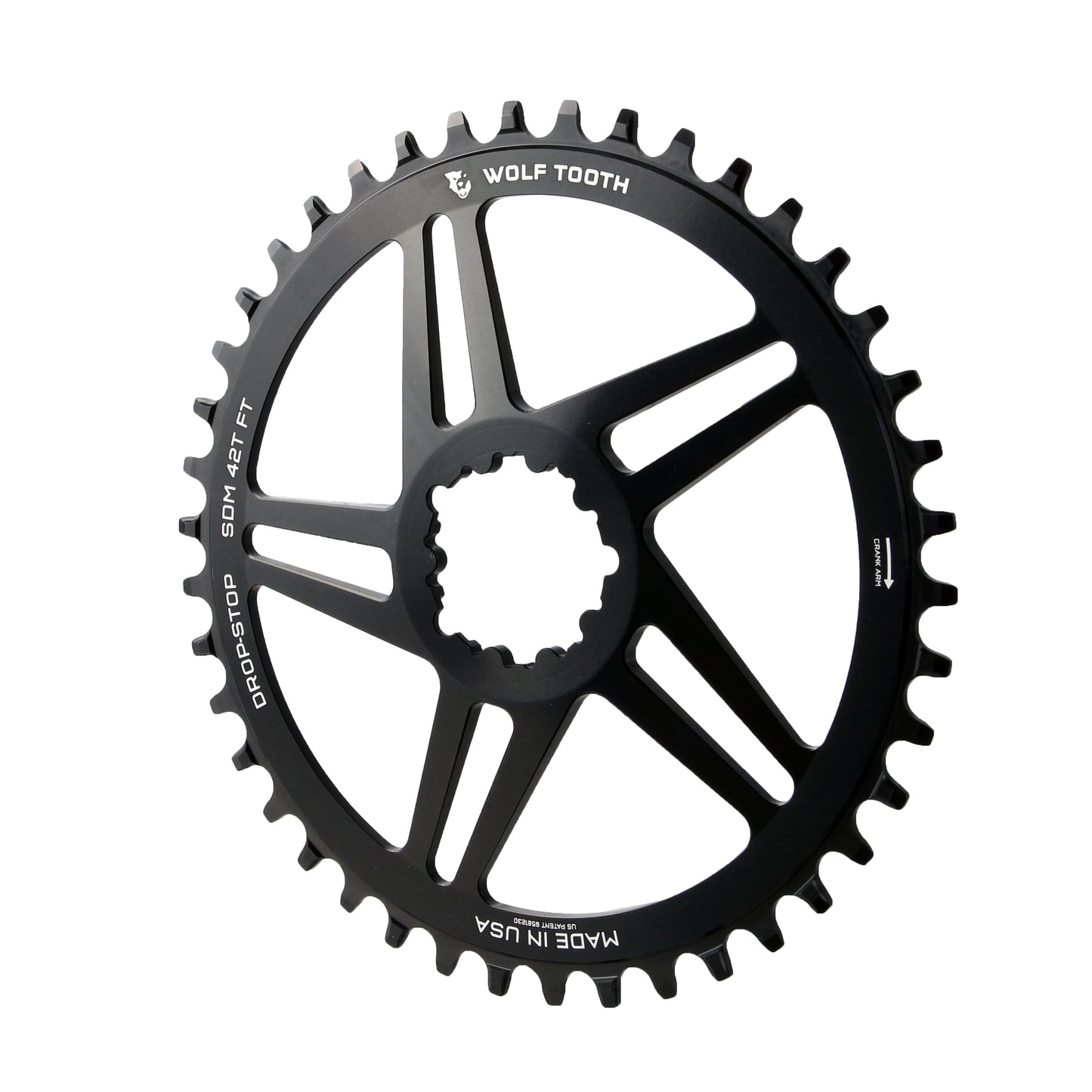 Wolf Tooth Direct Mount Chainring - 42t SRAM Direct Mount For SRAM 3-Bolt 6mm Offset Drop-Stop B Flattop Compatible BLK