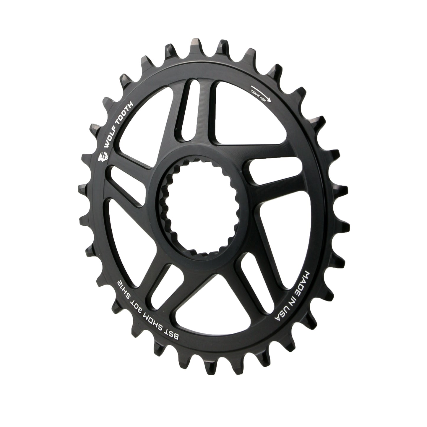 Wolf Tooth Direct Mount Chainring - 28t Shimano DM For Boost Cranks 3mm Offset Requires 12-Speed Hyperglide+ Chain BLK