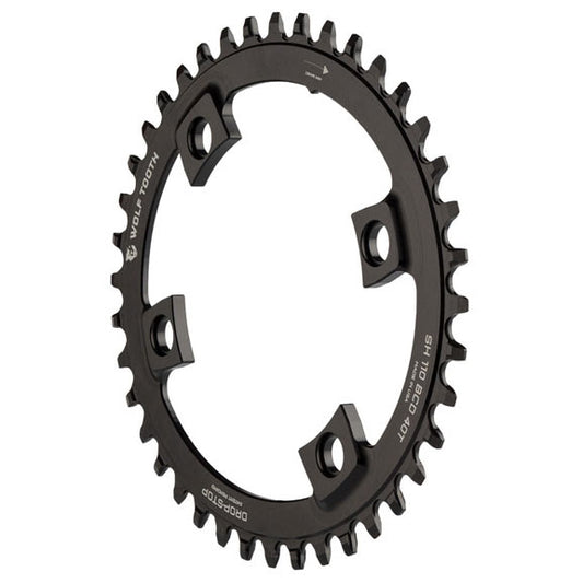 Wolf Tooth Elliptical Shimano 110 Asymmetric BCD Chainring - 40t 110 Asymmetric BCD 4-Bolt Drop-Stop For Shimano Cranks BLK