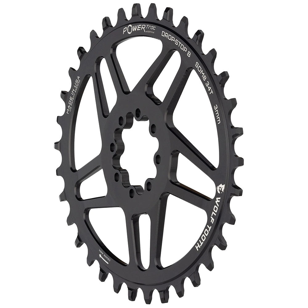 Wolf Tooth Elliptical Direct Mount Chainring - 32t SRAM Direct Mount Drop-Stop B For SRAM 8-Bolt Cranksets 3mm Offset BLK