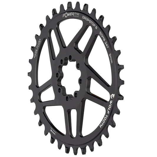 Wolf Tooth Elliptical Direct Mount Chainring - 34t SRAM Direct Mount Drop-Stop B For SRAM 8-Bolt Cranksets 3mm Offset BLK