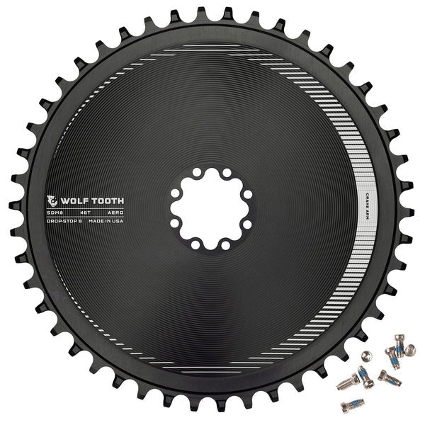 Wolf Tooth Aero Direct Mount Chainring - 46t Direct Mount SRAM 8-Bolt Drop-Stop B BLK