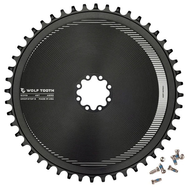 Wolf Tooth Aero Direct Mount Chainring - 48t Direct Mount SRAM 8-Bolt Drop-Stop B BLK