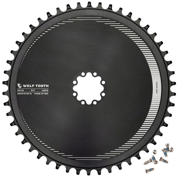 Wolf Tooth Aero Direct Mount Chainring - 50t Direct Mount SRAM 8-Bolt Drop-Stop B BLK