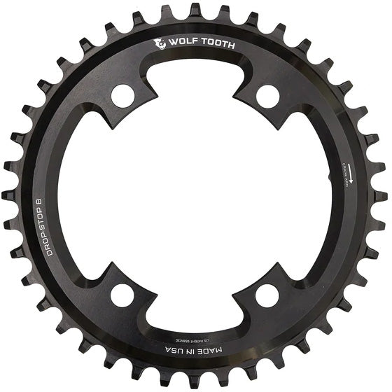 Wolf Tooth 107 BCD Chainring - 38t Compatible SRAM 107 BCD Drop-Stop B 4-Bolt BLK