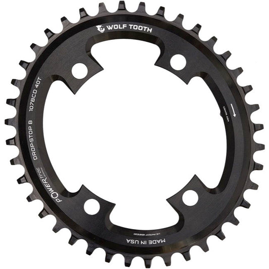 Wolf Tooth Elliptical 107 BCD Chainring - 38t Compatible SRAM 107 BCD Drop-Stop B 4-Bolt BLK