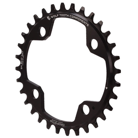 Wolf Tooth 94 BCD Chainring - 32t 94 BCD 4-Bolt Drop-Stop For SRAM Cranks BLK