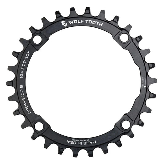 Wolf Tooth 104 BCD Chainring - 30t 104 BCD 4-Bolt Drop-Stop B Black