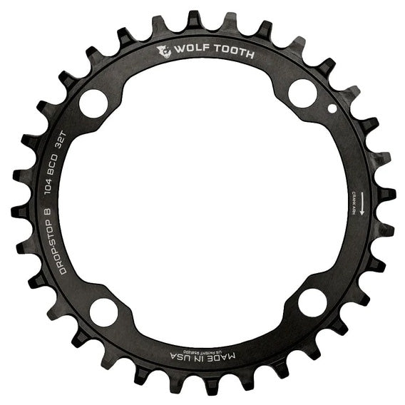 Wolf Tooth 104 BCD Chainring - 32t 104 BCD 4-Bolt Drop-Stop B Black