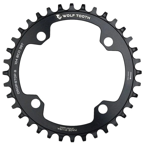 Wolf Tooth 104 BCD Chainring - 36t 104 BCD 4-Bolt Drop-Stop B Black