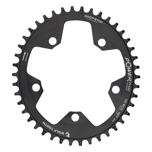 Wolf Tooth Elliptical 110 BCD Chainring - 42t 110 BCD 5-Bolt Drop-Stop 10/11/12-Speed Eagle Flattop Compatible BLK