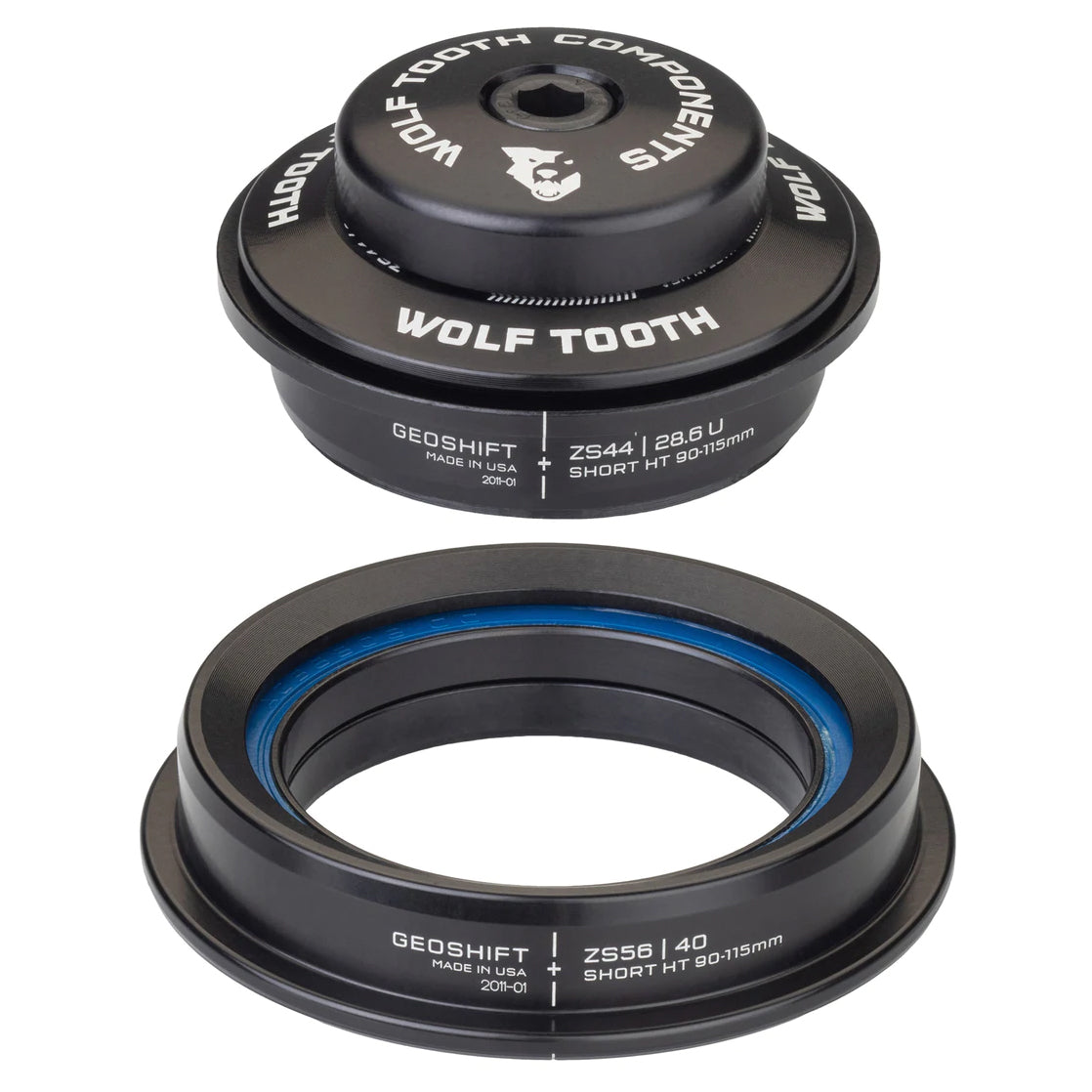 Wolf Tooth GeoShift Performance Angle Headset - 1 Deg Short ZS44/ZS56 Black