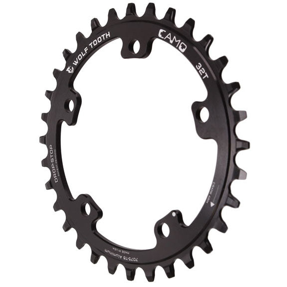 Wolf Tooth CAMO Aluminum Chainring - 32t Wolf Tooth CAMO Mount Drop-Stop B BLK