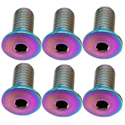 Titanium Water Bottle Cage Bolts,10mm,Rainbow, 6/Count