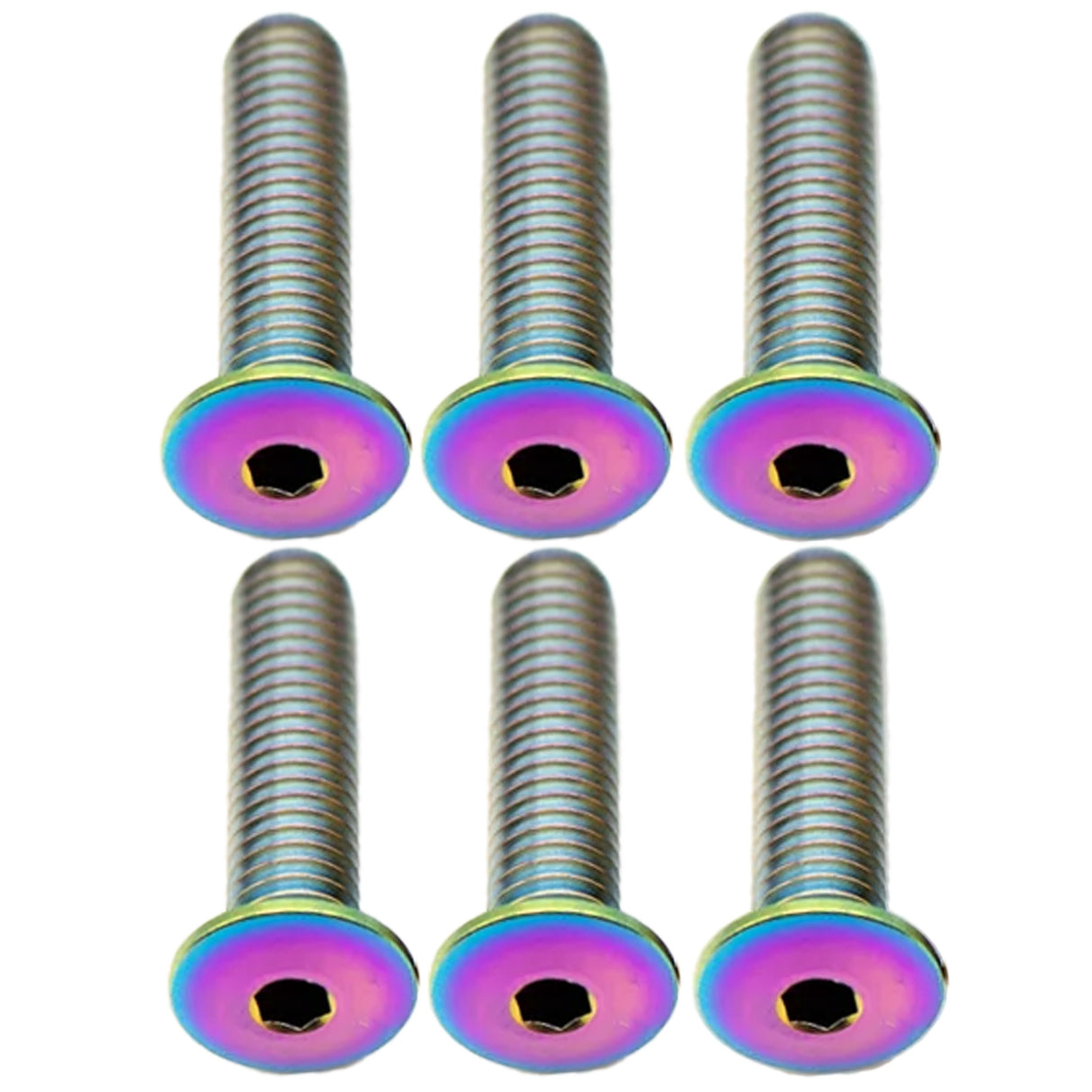 Titanium Water Bottle Cage Bolts,20mm,Rainbow, 6/Count