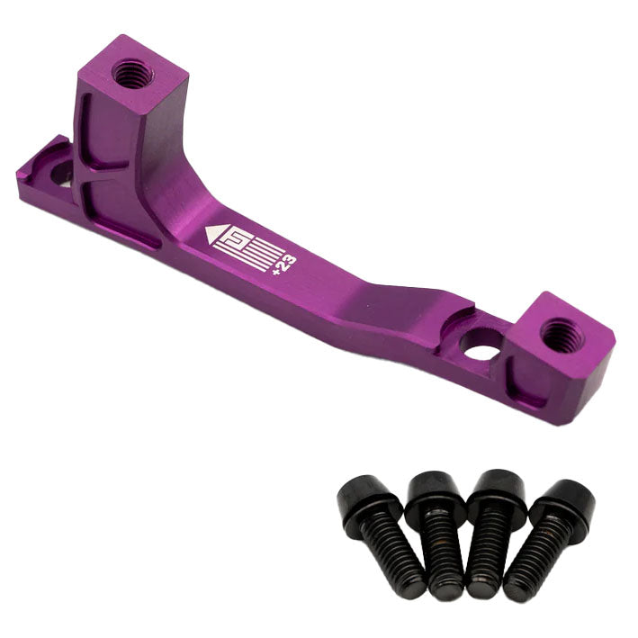 Post Mount Brake Adapter, 160/180mm,+23, Purple