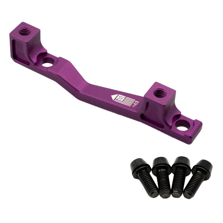 Post Mount Brake Adapter, 160/180mm,+43, Purple