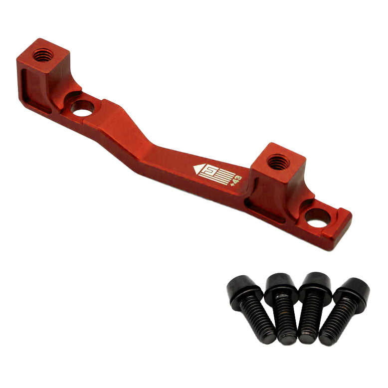 Post Mount Brake Adapter, 160/180mm,+43, Red