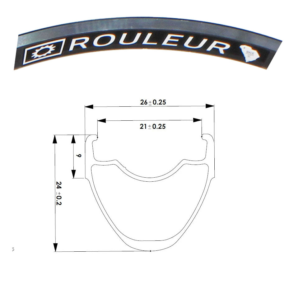 Rouleur Rim Brake 700c Rim, 24h, Black