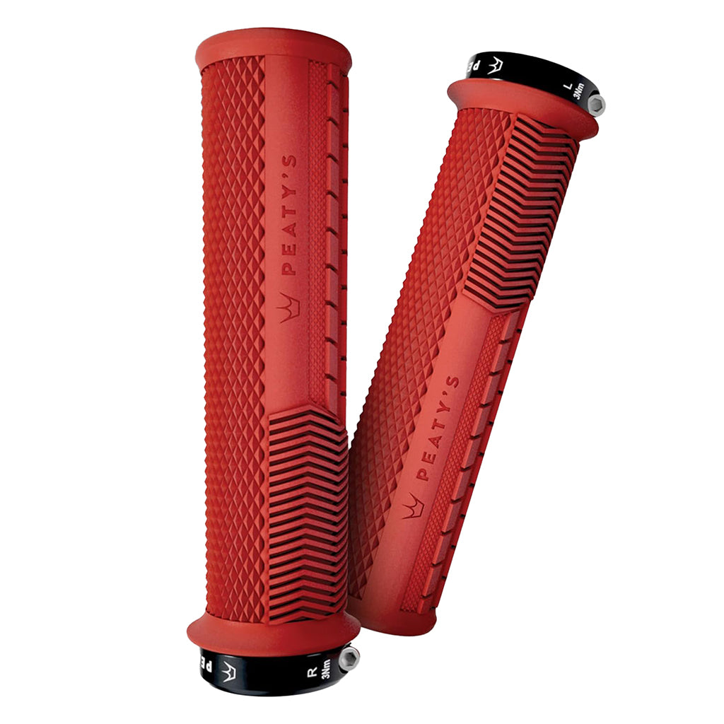 Race Control Knurl Thick Lock-On Grips, Pair, Red