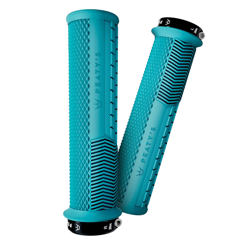 Race Control Knurl Thick Lock-On Grips, Pair, Turq