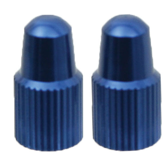 Alloy Valve Cap, Presta, Blue - Pair